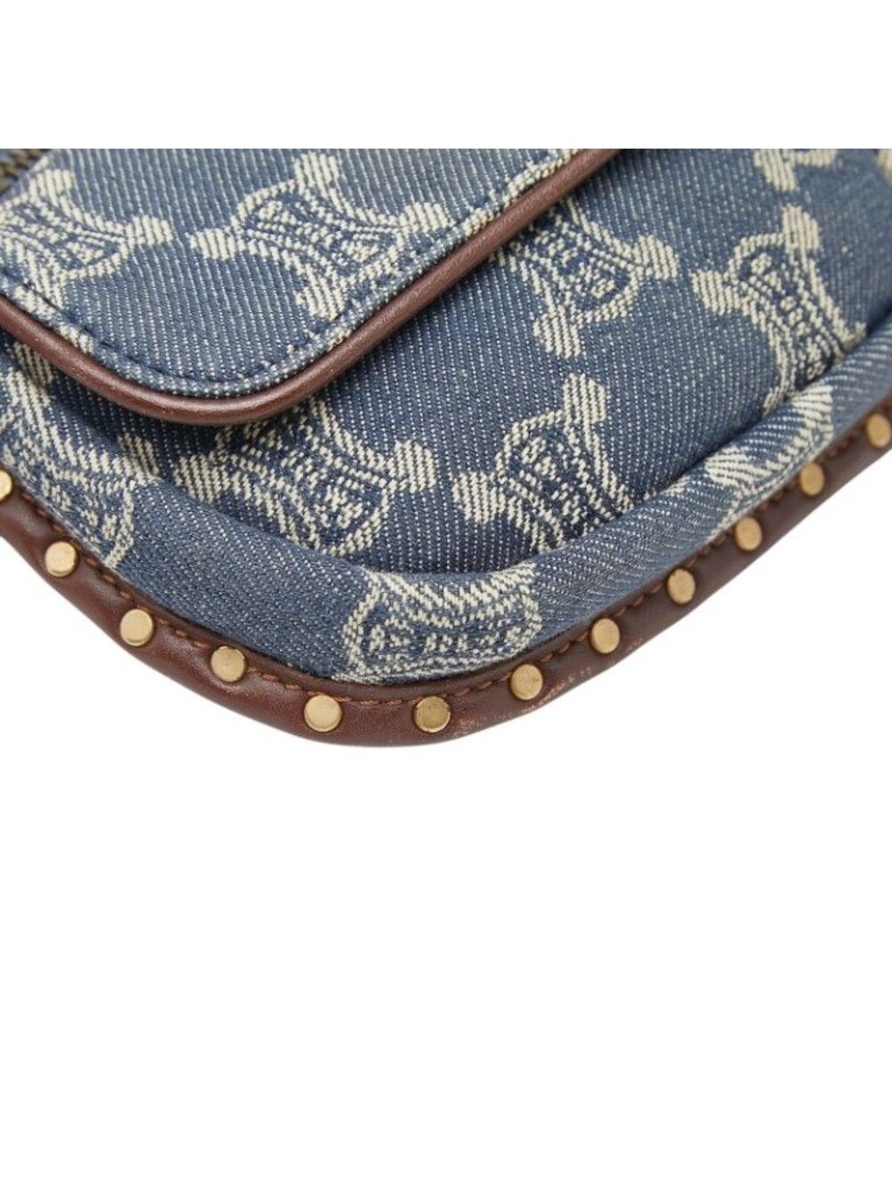 Celine Paris Macadam Belt Bag Waist Pouch Blue Brown Denim Leather - Picture 5 of 10